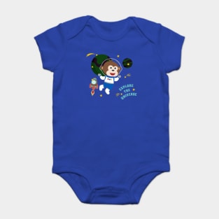 Space monkey or astronaut in a space suit with cartoon style. Baby Bodysuit